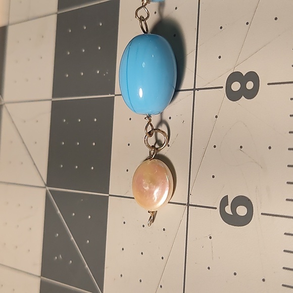 Bracelet, earrings set,925 silver,blue stone "?" One flat pearl , - Picture 3 of 5